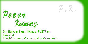 peter kuncz business card